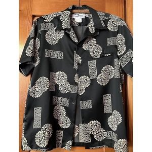 VTG Mens Tori Richards Liberty House Hawaiian Shirt Black W/Beige Size S EUC